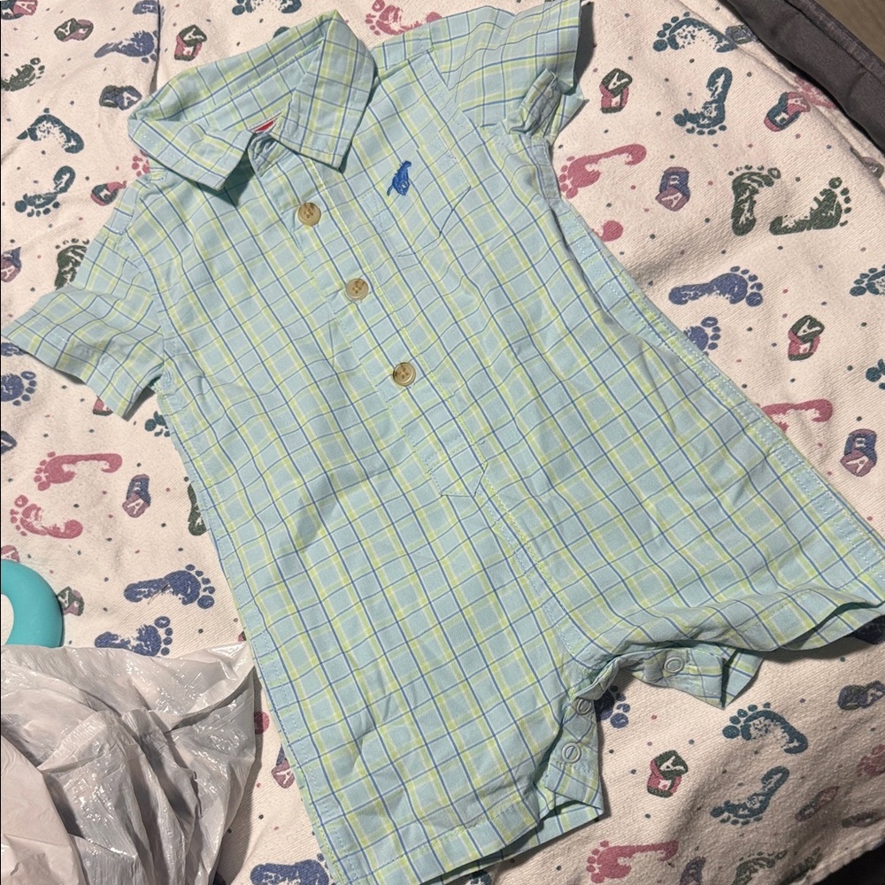 Plaid Short Sleeve Baby Romper